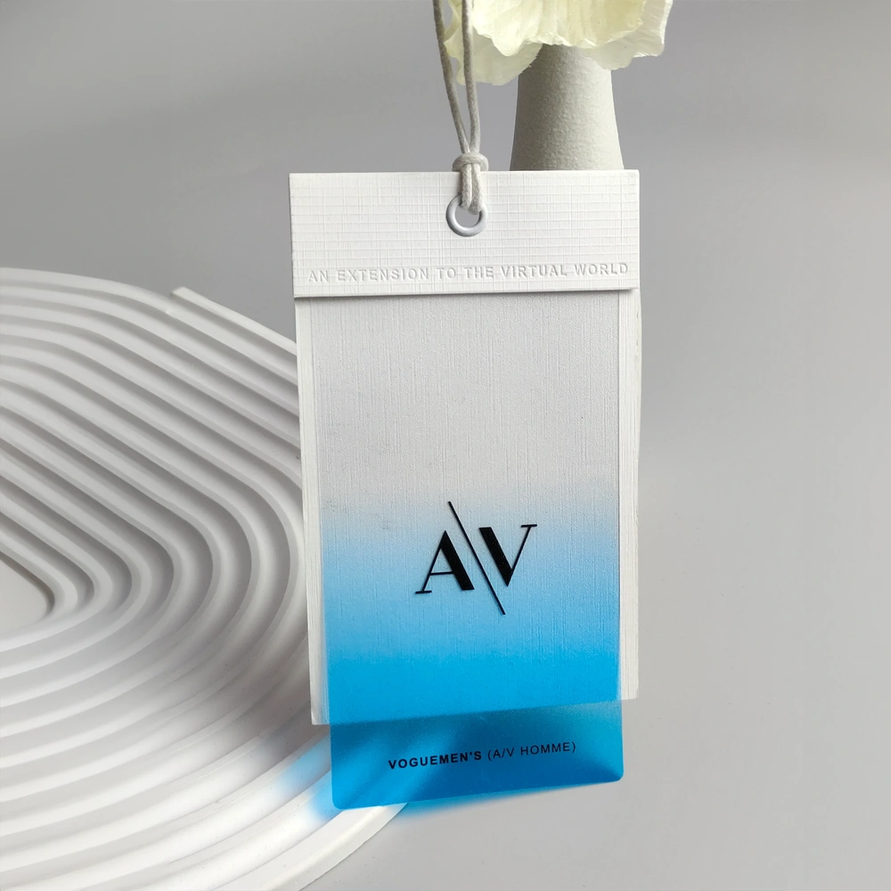 Minimalist Blue Gradient Hang Tags with Modern Typeface - PandaPackage