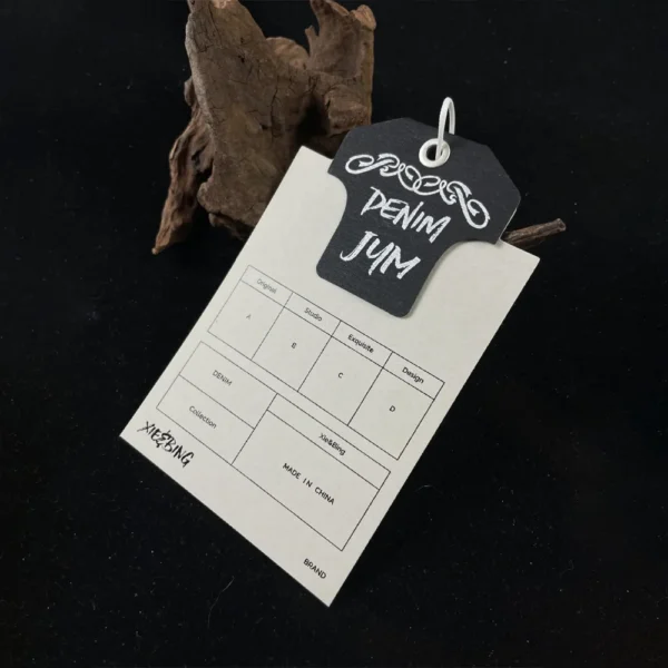 Two-Tone Paper Hang Tags with Folded Top and Product Info Table