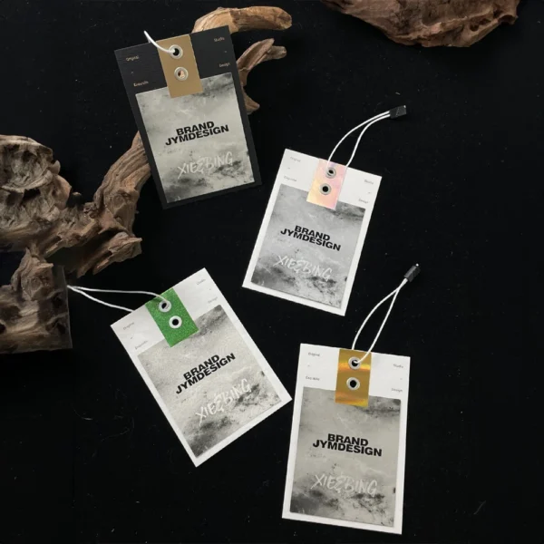 Frosted PVC Hang Tags with Bold Logo Print and Color Tabs