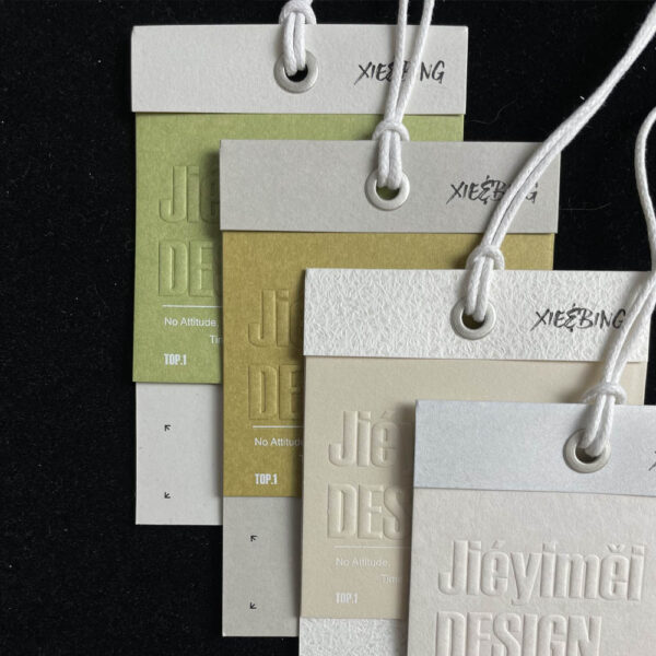 Embossed Logo Hang Tags with Two-Tone Minimalist Design