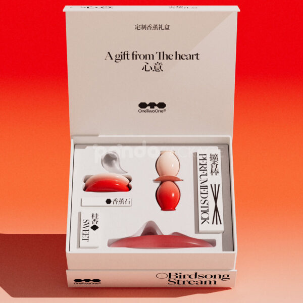 Illustrated Red & White Gift Box with Custom Inserts