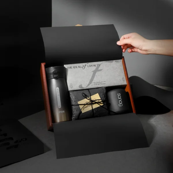 Luxury Matte Black Magnetic Gift Box with Embossed Branding
