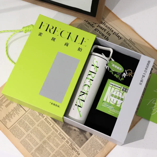 Bold Neon Green Gift Box with Magnetic Closure and Rope Handle