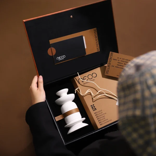 Premium Brown Handle Gift Box with Cut-Out Pattern and Magnetic Closure