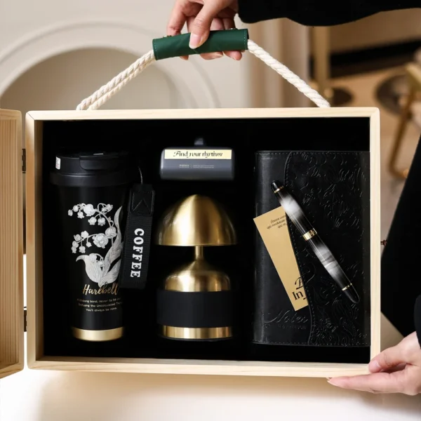 Elegant Green Textured Gift Box with Handle and Ribbon Closure