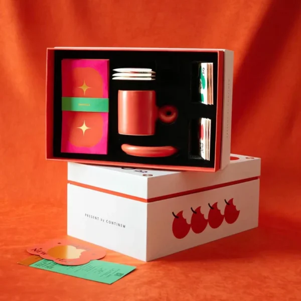 Festive New Year Gift Box with Custom Graphic Print and Compartment Design