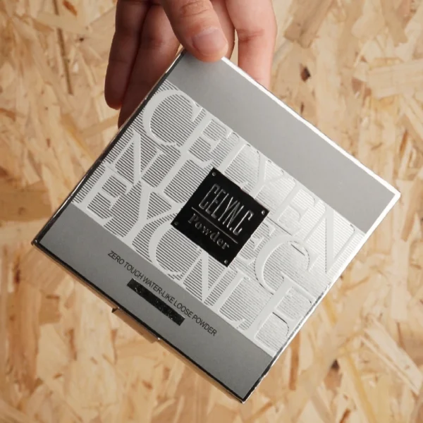 Silver Square Rigid Box with Embossed Logo and Magnetic Closure