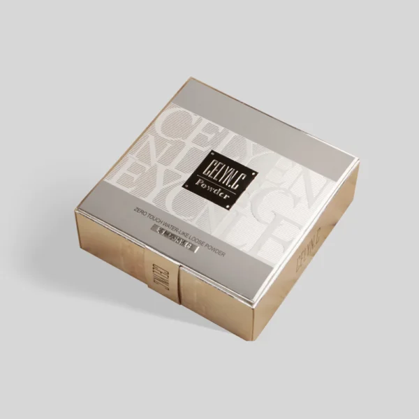 Silver Square Rigid Box with Embossed Logo and Magnetic Closure