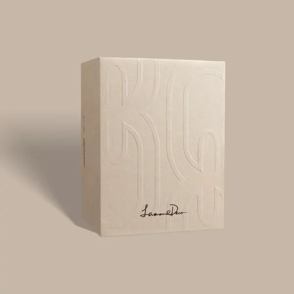 Textured Off-White Rigid Box with Embossed Pattern and Lift-Off Lid