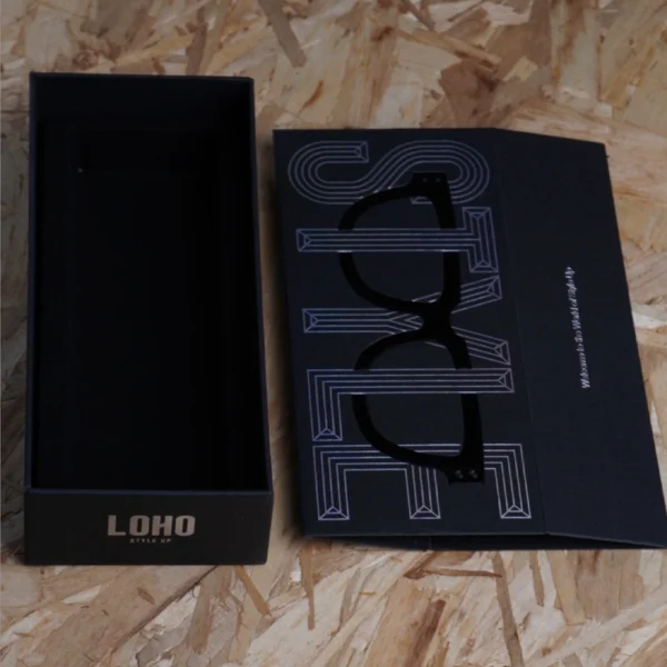 Matte Black Drawer Box with Embossed Typography for Fashion Accessories