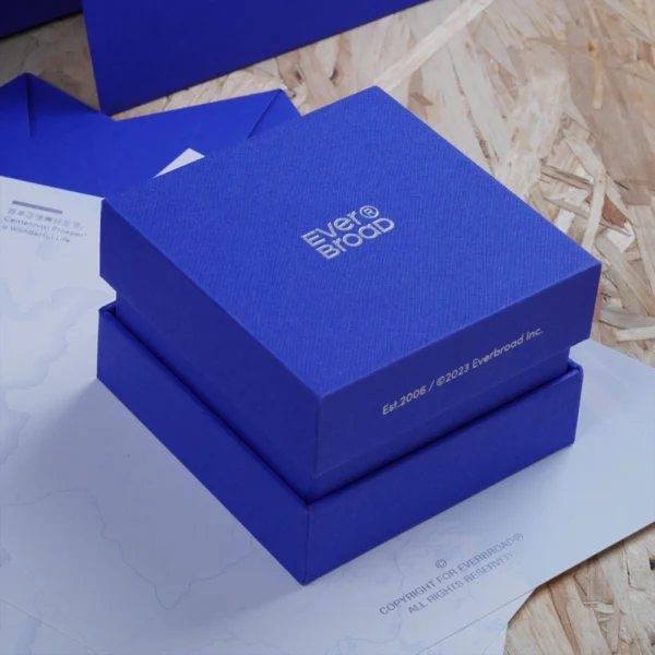 Blue Rigid Box with Silver Foil Logo for Jewelry