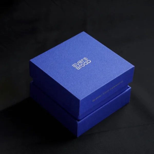 Blue Rigid Box with Silver Foil Logo for Jewelry