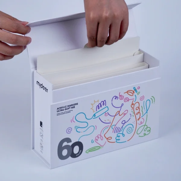 White Printed Handle Box for Kids’ Art Supplies