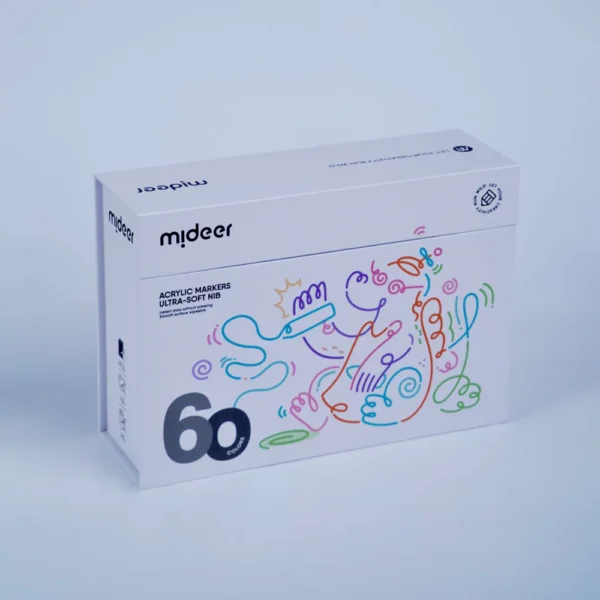 White Printed Handle Box for Kids’ Art Supplies