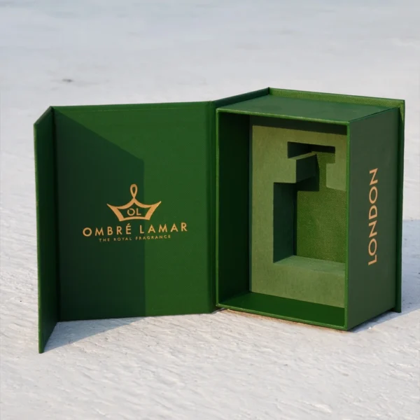 Green Rigid Box with Gold Foil for Luxury Electronics