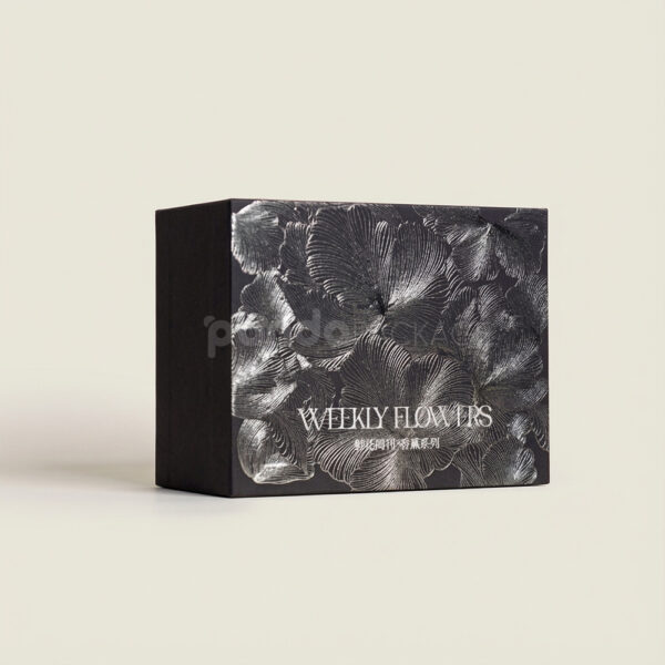 Textured Black Rigid Box with Crinkle Finish and Lid