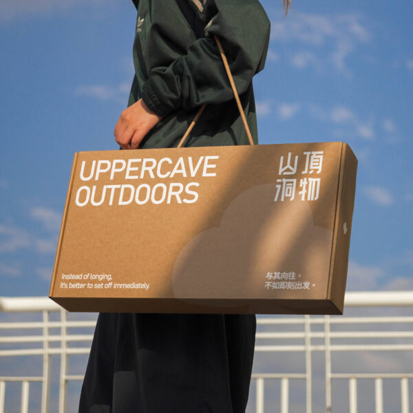 Outdoor-Themed Kraft Shipping Box with Bold Typography