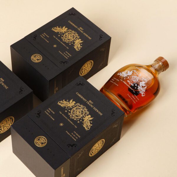 Luxury Navy Blue Liquor Gift Box with Gold Foil Embossing