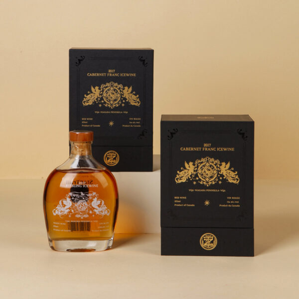 Luxury Navy Blue Liquor Gift Box with Gold Foil Embossing