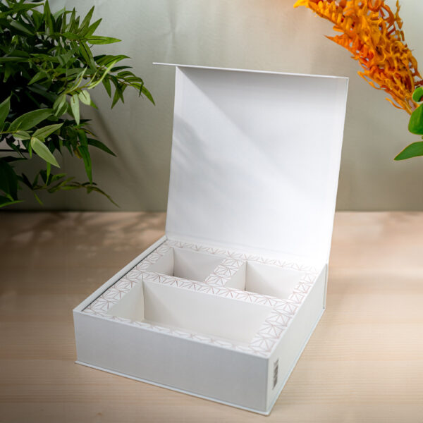 Rose Gold Foil Rigid Box with Geometric Pattern Insert