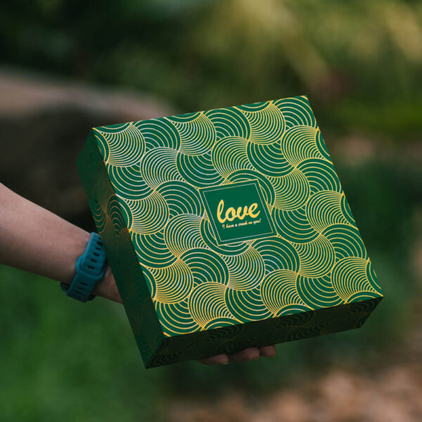 Green Nature-Inspired Gift Box with Patchwork Design