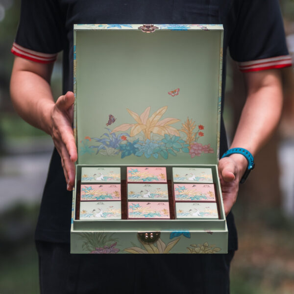 Elegant Floral Rigid Gift Box with Compartment Inserts