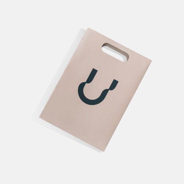 Minimal Kraft Paper Bag with Cutout Handle Design