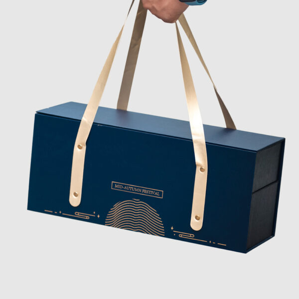 Luxury Blue Drawer Gift Box with Handle and Insert