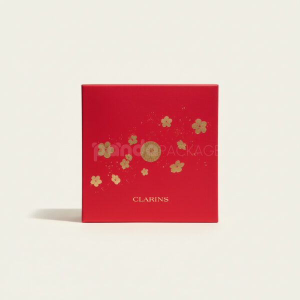 Red Velvet Jewelry Box with Mirror and Gold Floral Detail