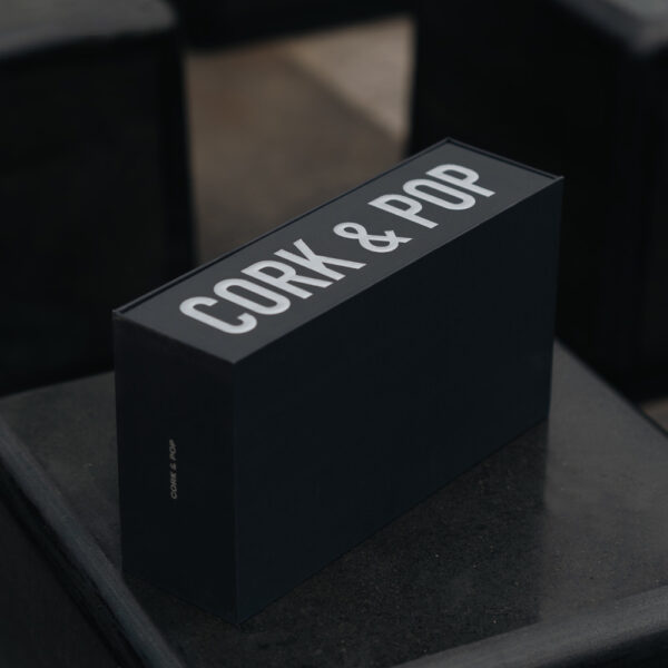 Matte Black Wine Gift Box with Handle & Foil Logo