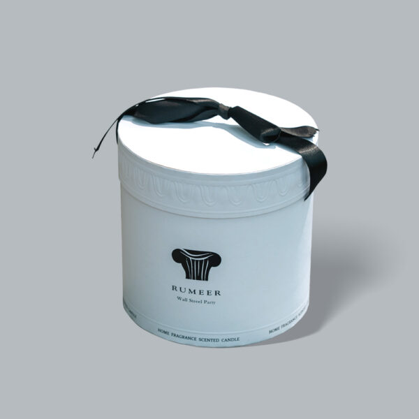 White Round Rigid Box with Handle & Logo
