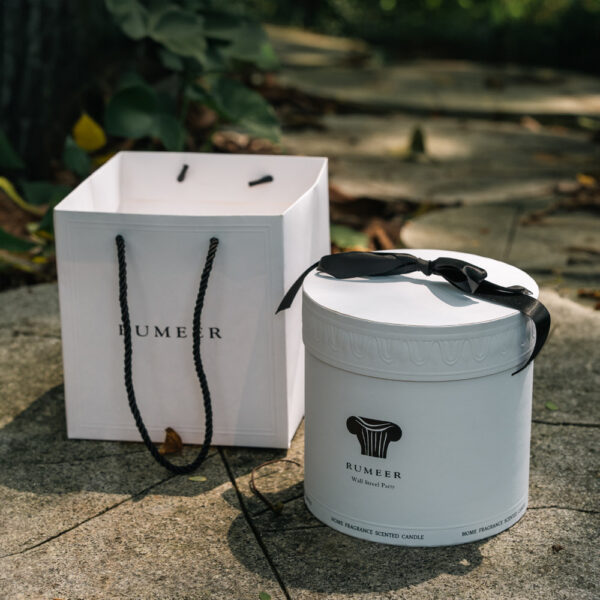 White Round Rigid Box with Handle & Logo