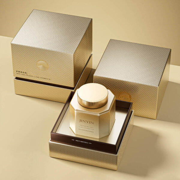 Golden Textured Rigid Gift Box with Drawer Insert