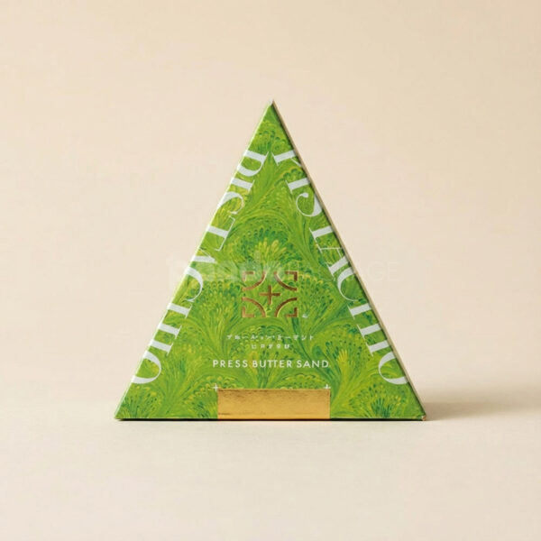 Green Triangle Paperboard Box with Elegant Foil Detail