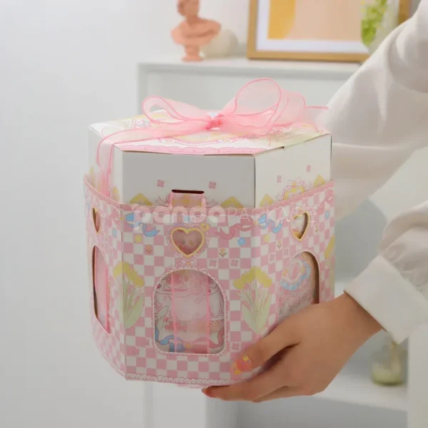 Pastel Castle-Shaped Tin Gift Box with Ribbon Handle