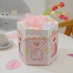 Pastel Castle-Shaped Tin Gift Box with Ribbon Handle
