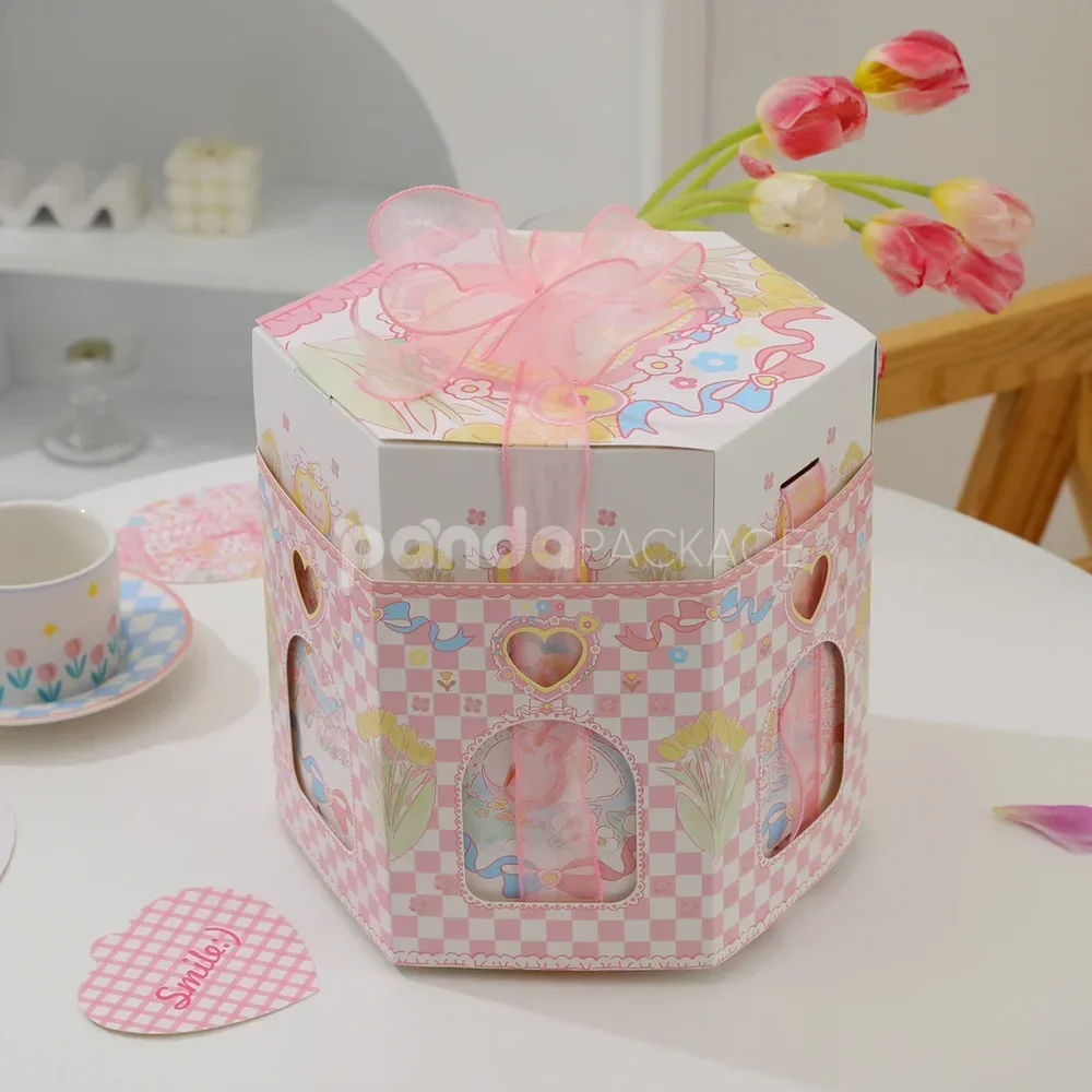 Pastel Castle-Shaped Tin Gift Box with Ribbon Handle