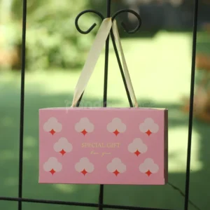 Pink Heart Cake Box with Ribbon Handle