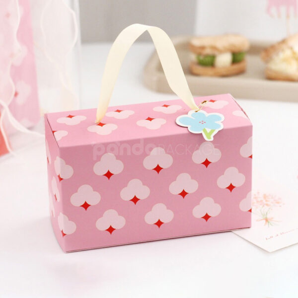 Pink Flower-Pattern Treat Gift Box with Handle