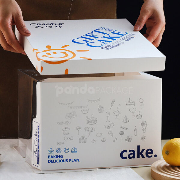 Playful Cartoon-Style Cake Box with Smiley Graphics