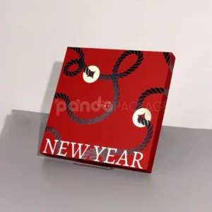 Festive Red Gift Box with New Year Themed Design