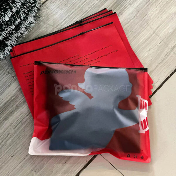 Reusable Red PU Leather Zipper Pouch