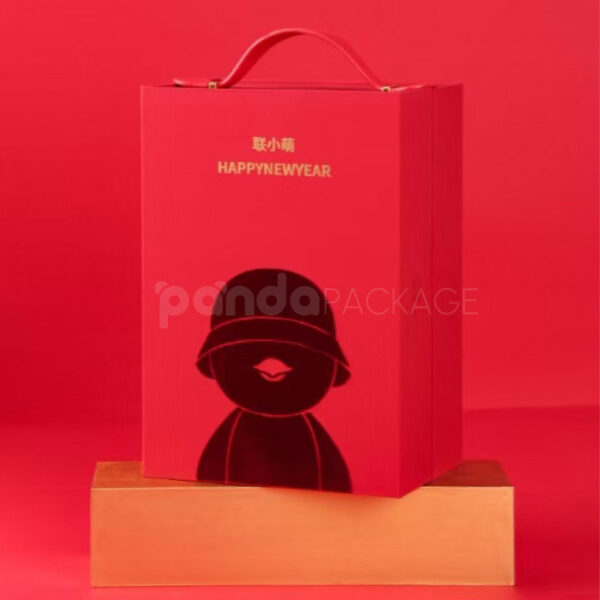 Velvet Rose Red Gift Box with Luxe Handle & Cutout Details