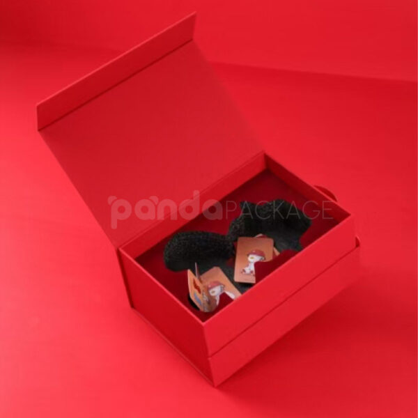 Velvet Rose Red Gift Box with Luxe Handle & Cutout Details