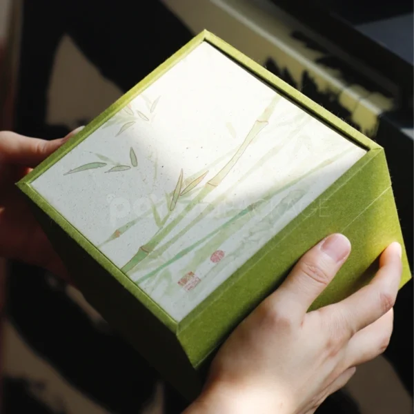 Oriental-Inspired Tea Cup Gift Box with Artistic Lid and Padded Insert