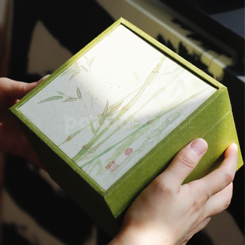 Oriental-Inspired Tea Cup Gift Box with Artistic Lid and Padded Insert