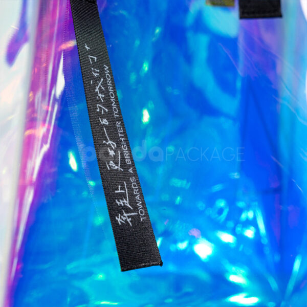 Iridescent Tote Bag with Glossy Finish and Black Branded Handles - second image