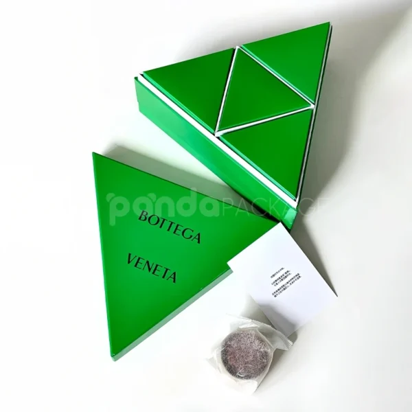 Geometric Triangular Gift Box in Glossy Green Finish