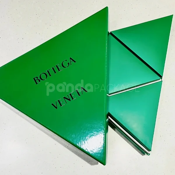 Geometric Triangular Gift Box in Glossy Green Finish