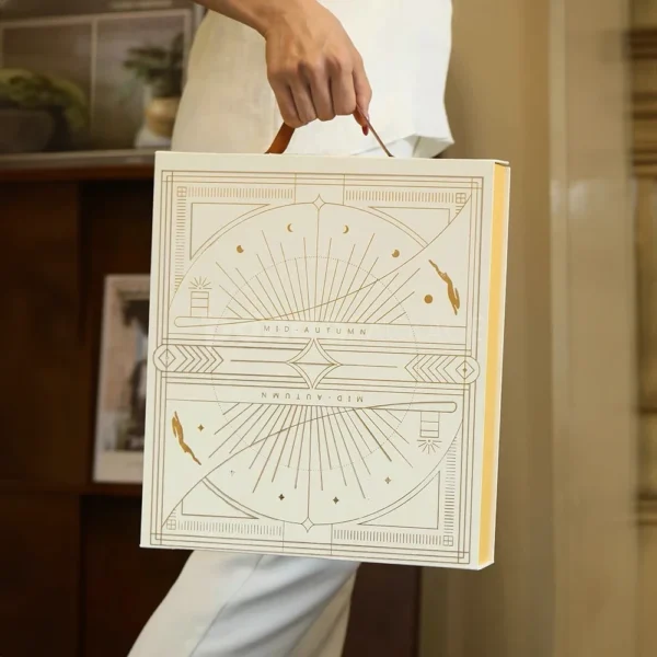 White Embossed Mid-Autumn Mooncake Gift Box